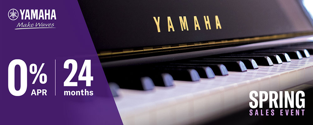 Yamaha Spring piano sale promotion. 0% APR financing 24mo