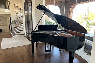 grand piano in living room
